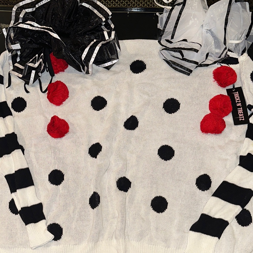 Trickz n Treatz CLOWN TROUBLE KNIT SWEATER SET - BLACK/WHITE